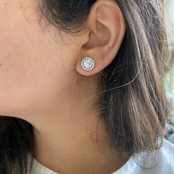 Halo Round Solitaire Earrings