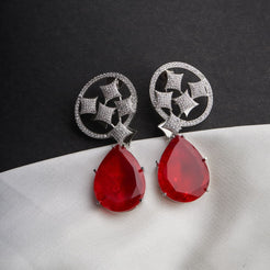 Harnaaz Earrings - Red