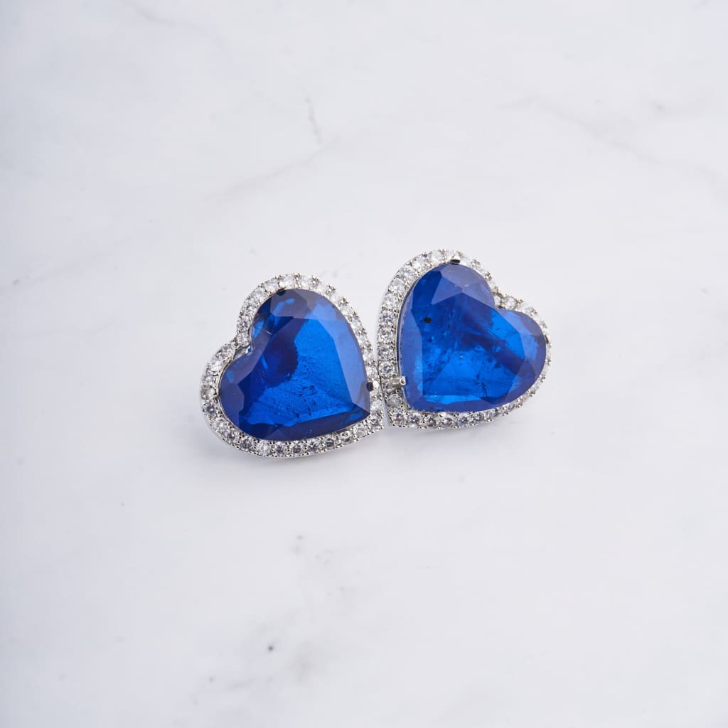 Heart Doublet Studs - Blue