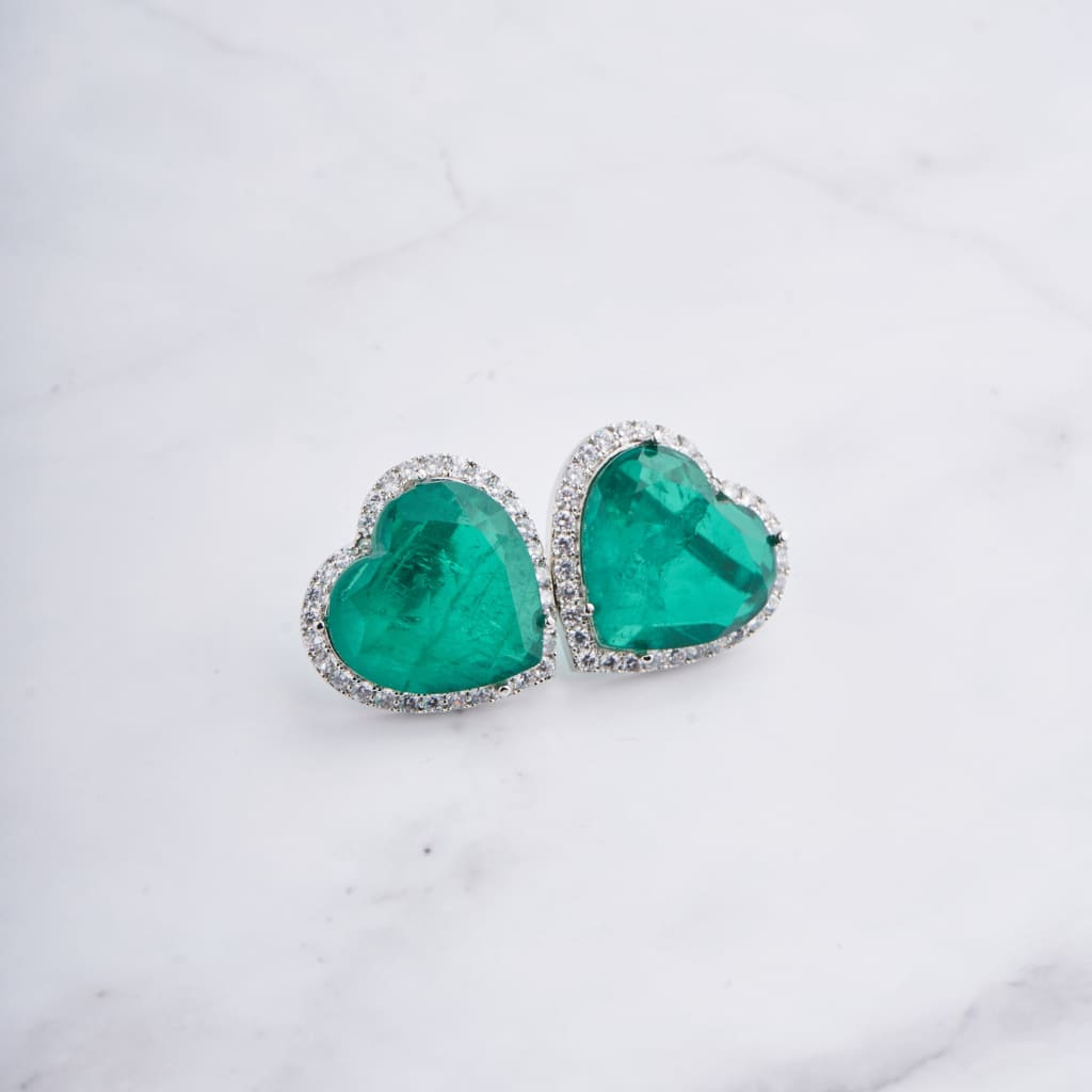 Heart Doublet Studs - Green