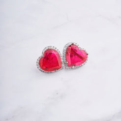 Heart Doublet Studs - Red