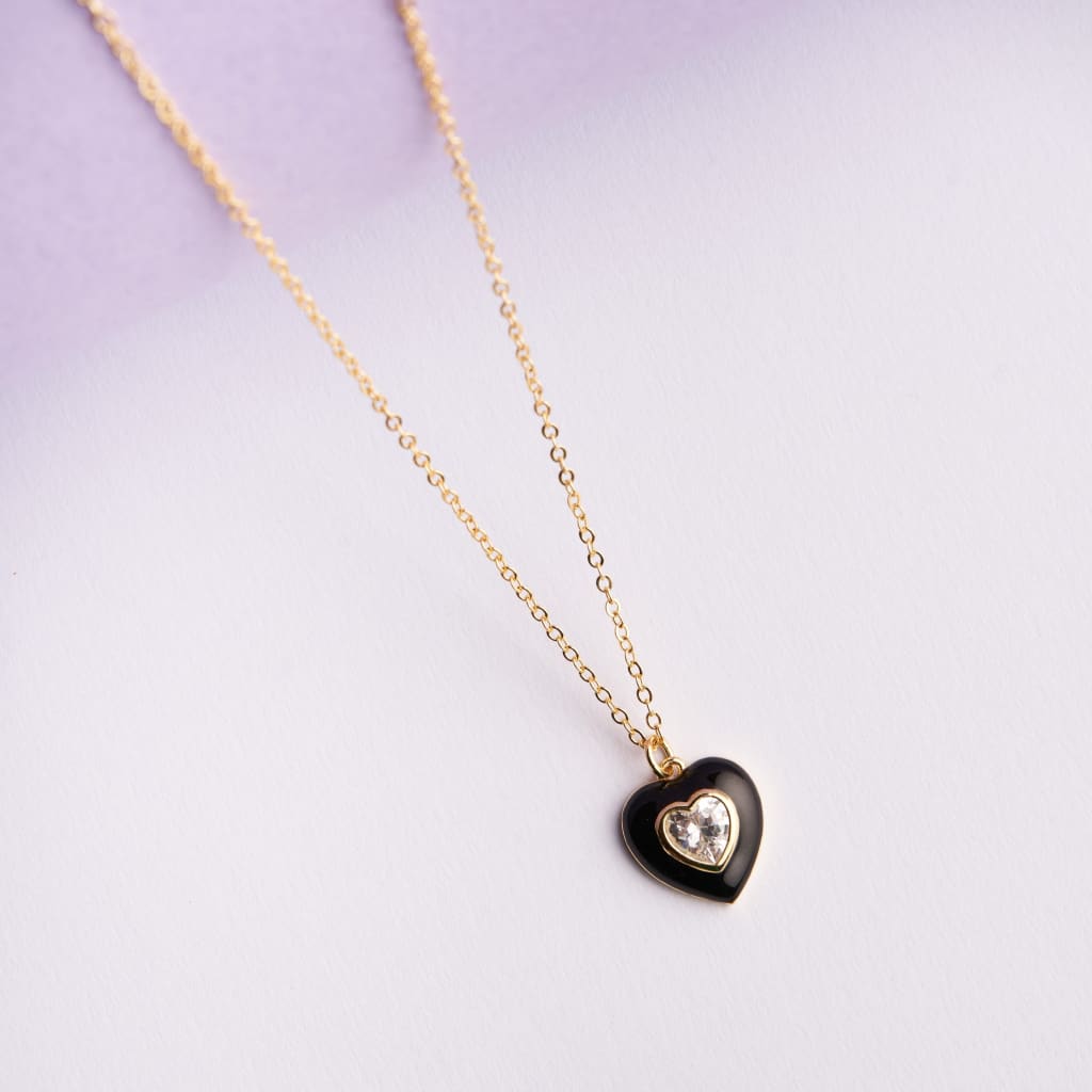 Heart Enamel Pendant - Black