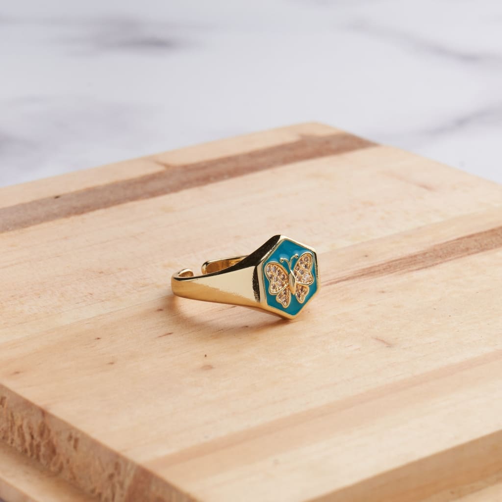 Hexa Butterfly Ring - Aqua