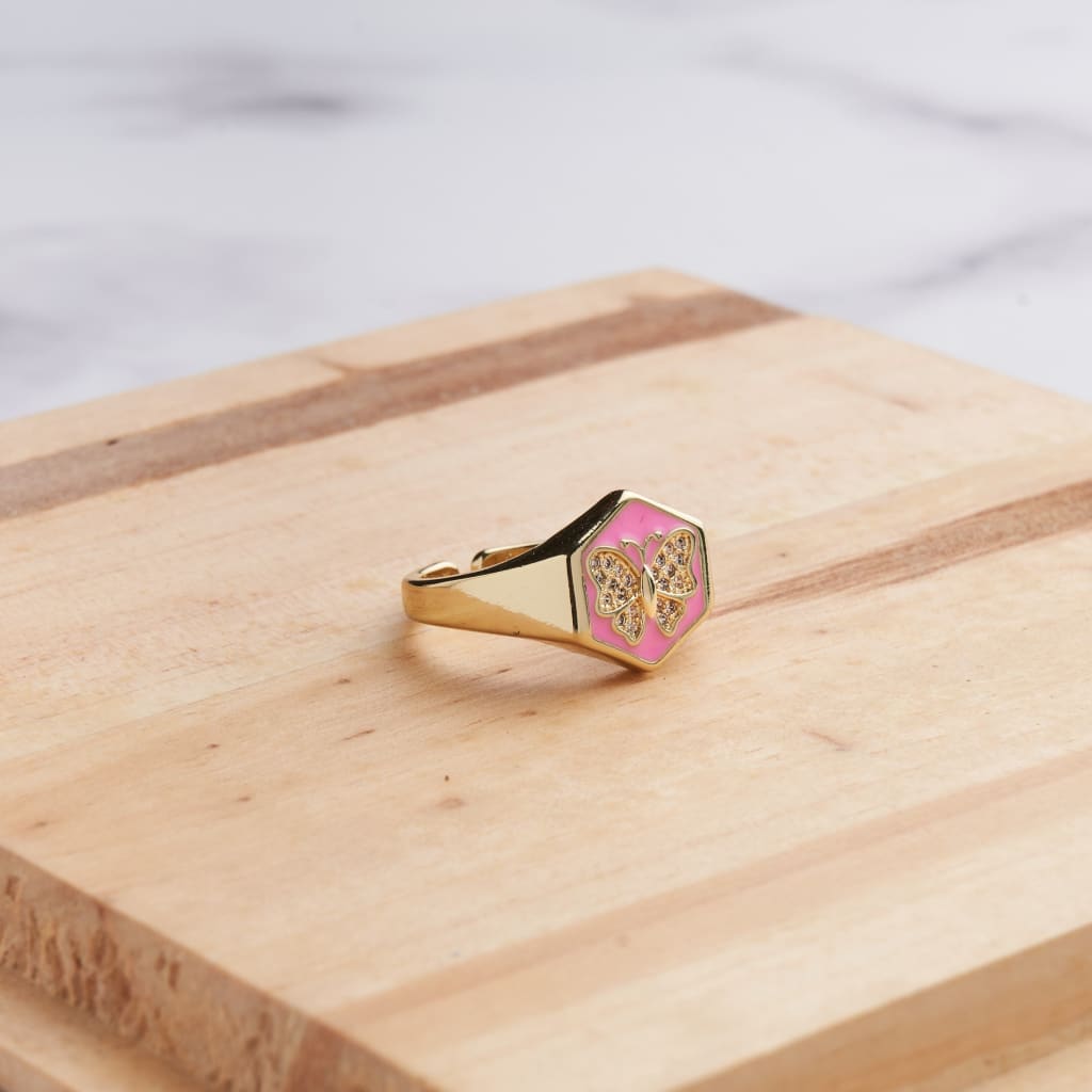 Hexa Butterfly Ring - Pink