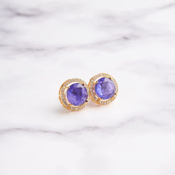 June Earrings - Purple&Gold