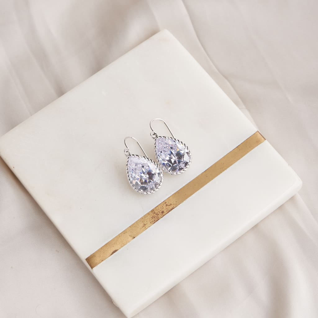 Pear Drop Earrings - White