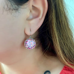 Round Drop Earrings - Pink