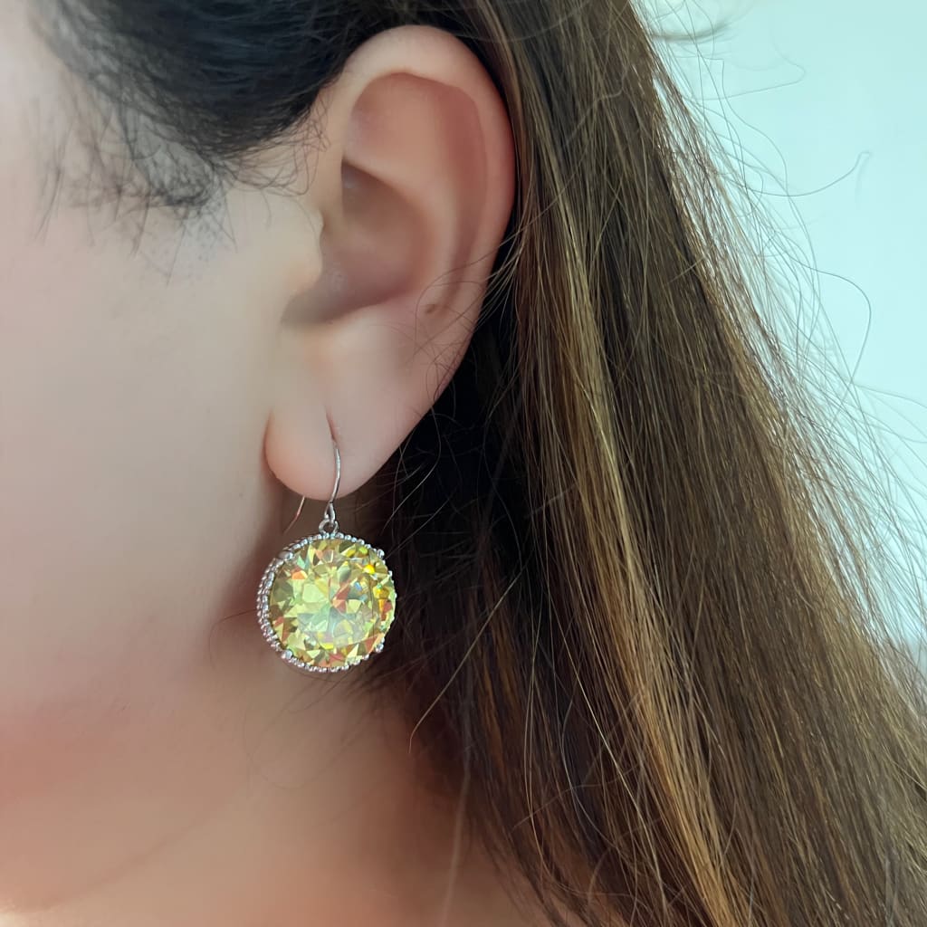 Round Drop Earrings - Yellow