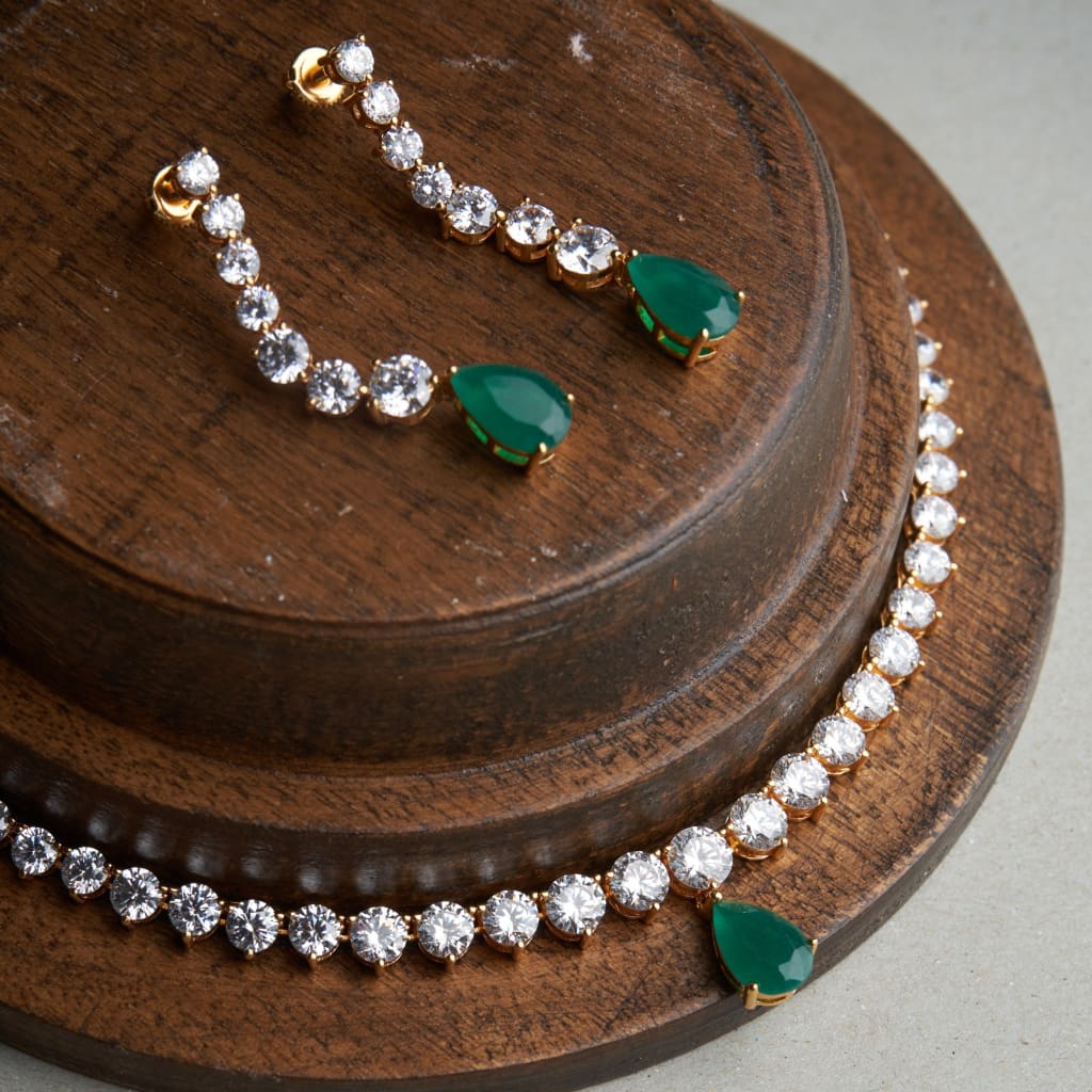 Saba Necklace Set - Green&Gold