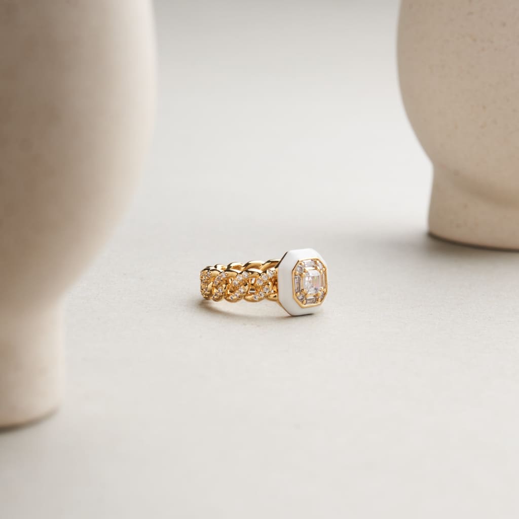 Sky Ring - White&Gold / US 6